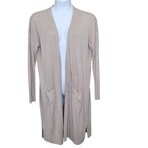 Halogen Cashmere Kissed Open Front Cardigan Womens XXL 2XL Tan Sweater Boho O06X